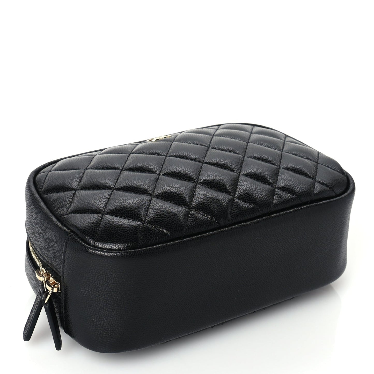 Caviar Quilted Medium Curvy Pouch Cosmetic Case Black