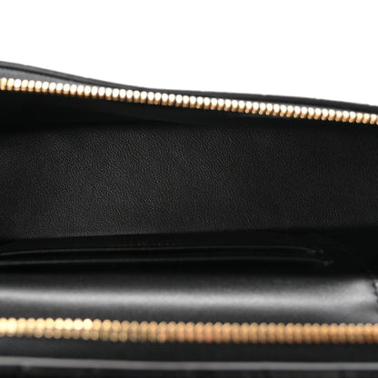 Calfskin Crocodile Embossed Crococo Top Handle Slim Vanity Case With Chain Black
