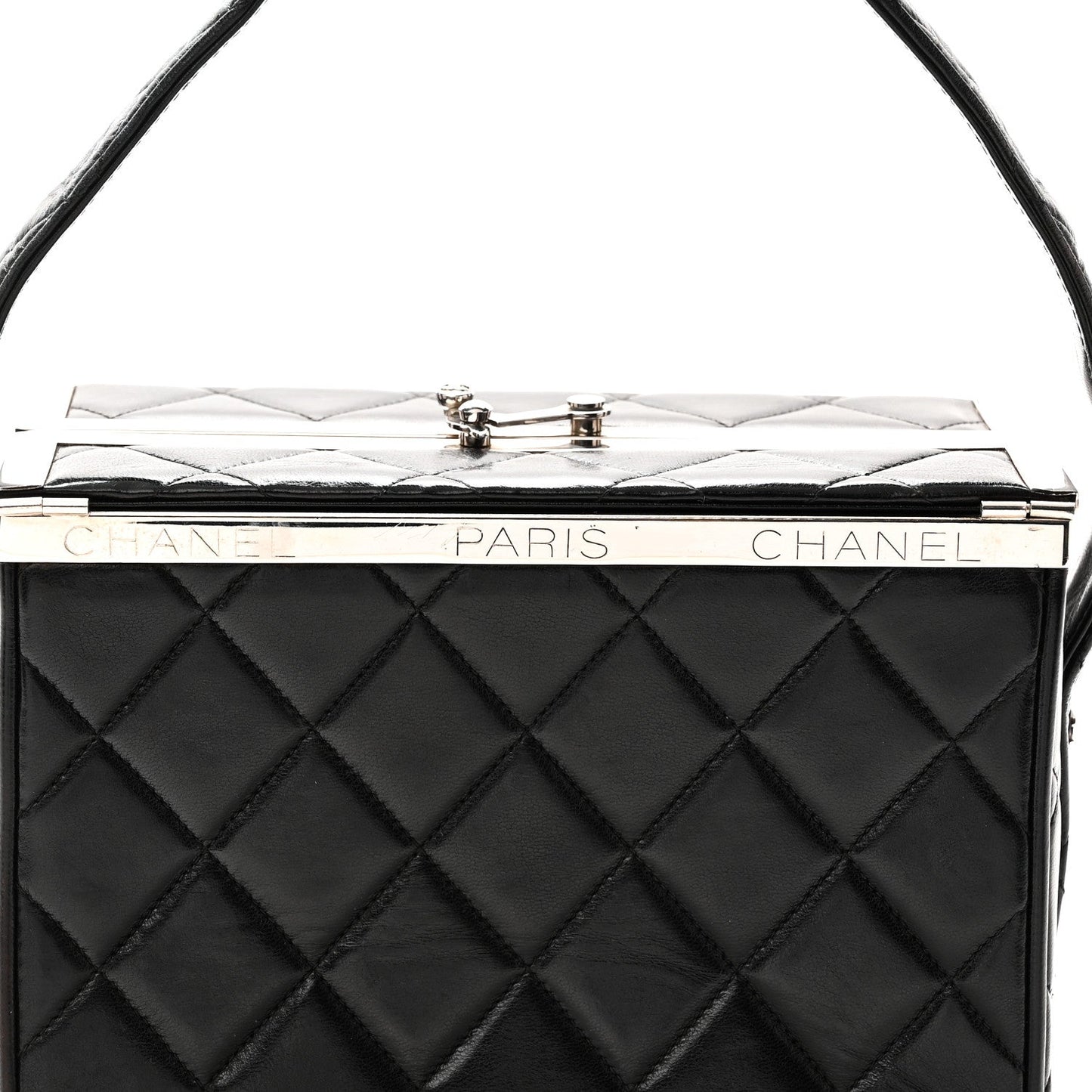 Lambskin Quilted Box Bag Black