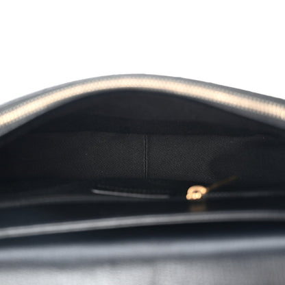 Shiny Calfskin Goatskin Quilted Medium Coco Curve Messenger Flap Black