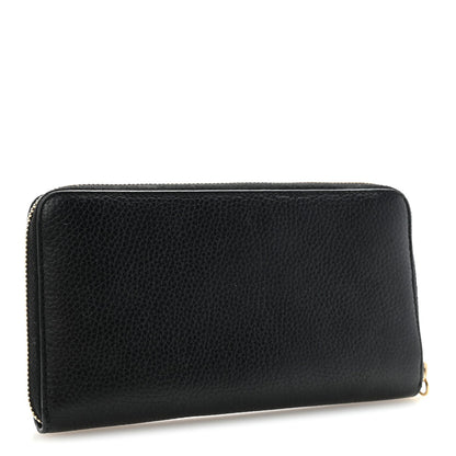 Pebbled Calfskin Soho Zip Around Wallet Black