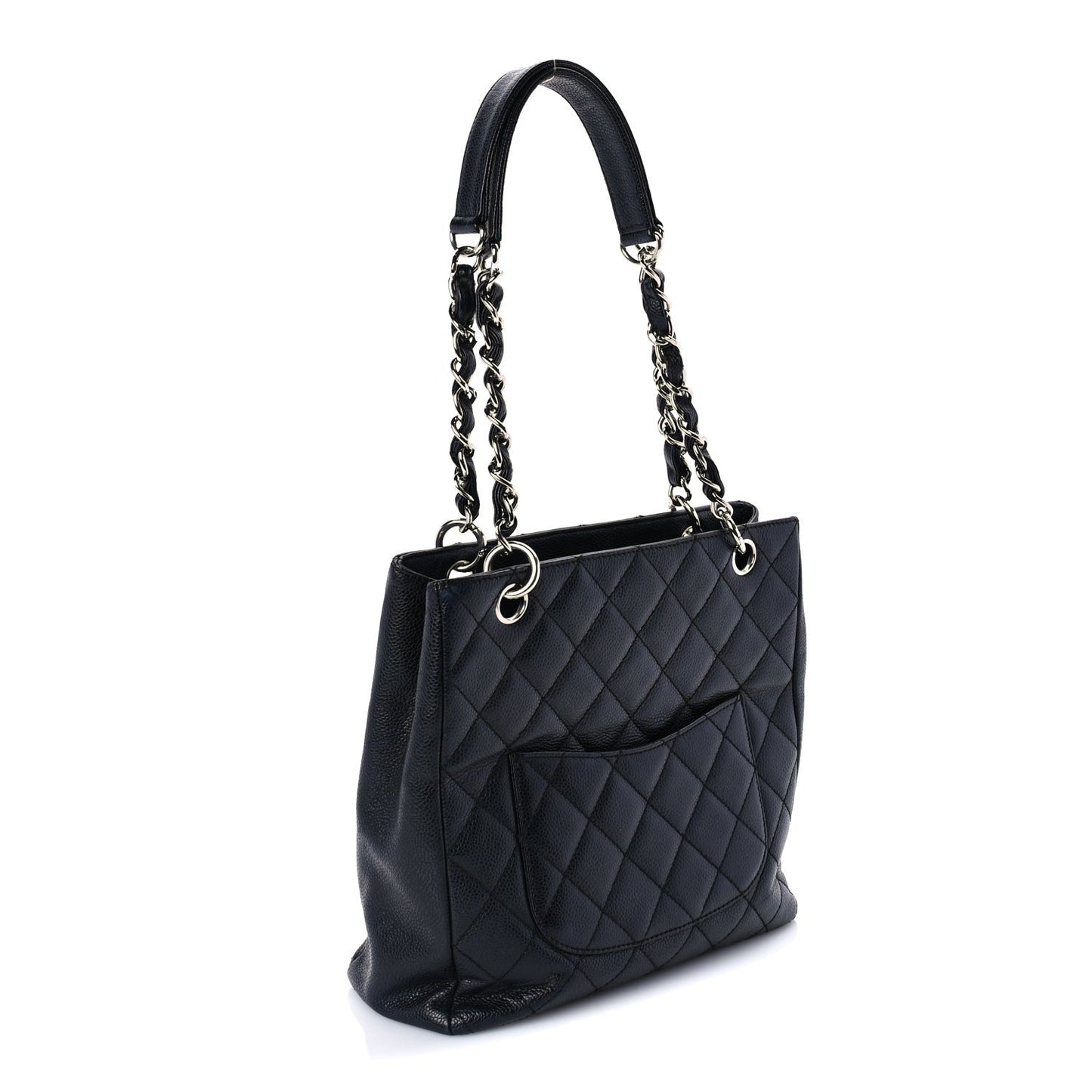 Caviar Quilted Petit Shopping Tote PST Black