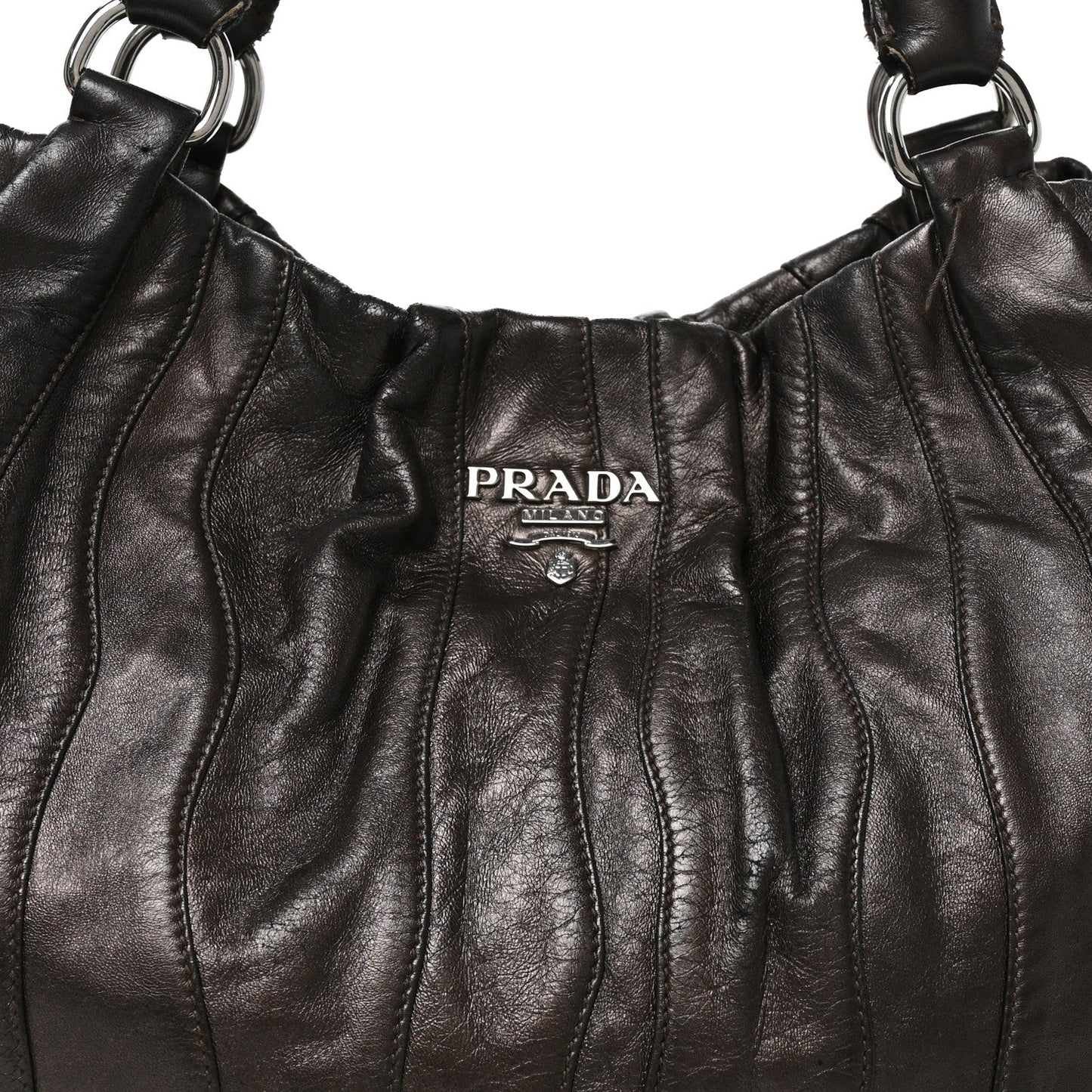Nappa Pleated Hobo Grafite Mordore