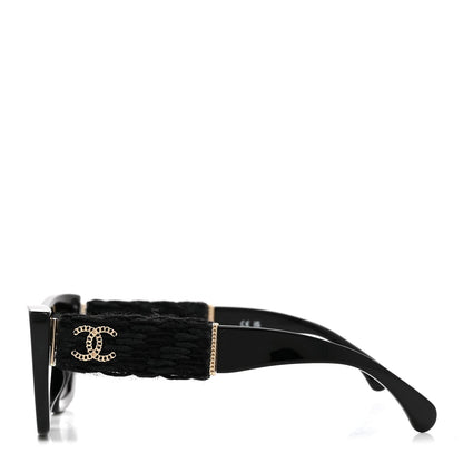 Acetate Tweed CC Cat Eye Sunglasses 71550A Black