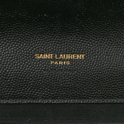 Grain De Poudre Matelasse Chevron Monogram Envelope Clutch Black
