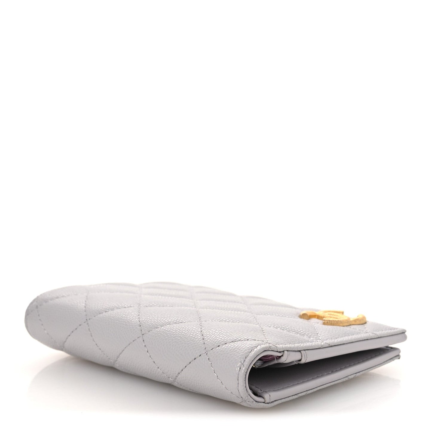 Caviar Quilted CC Passport Holder Grey
