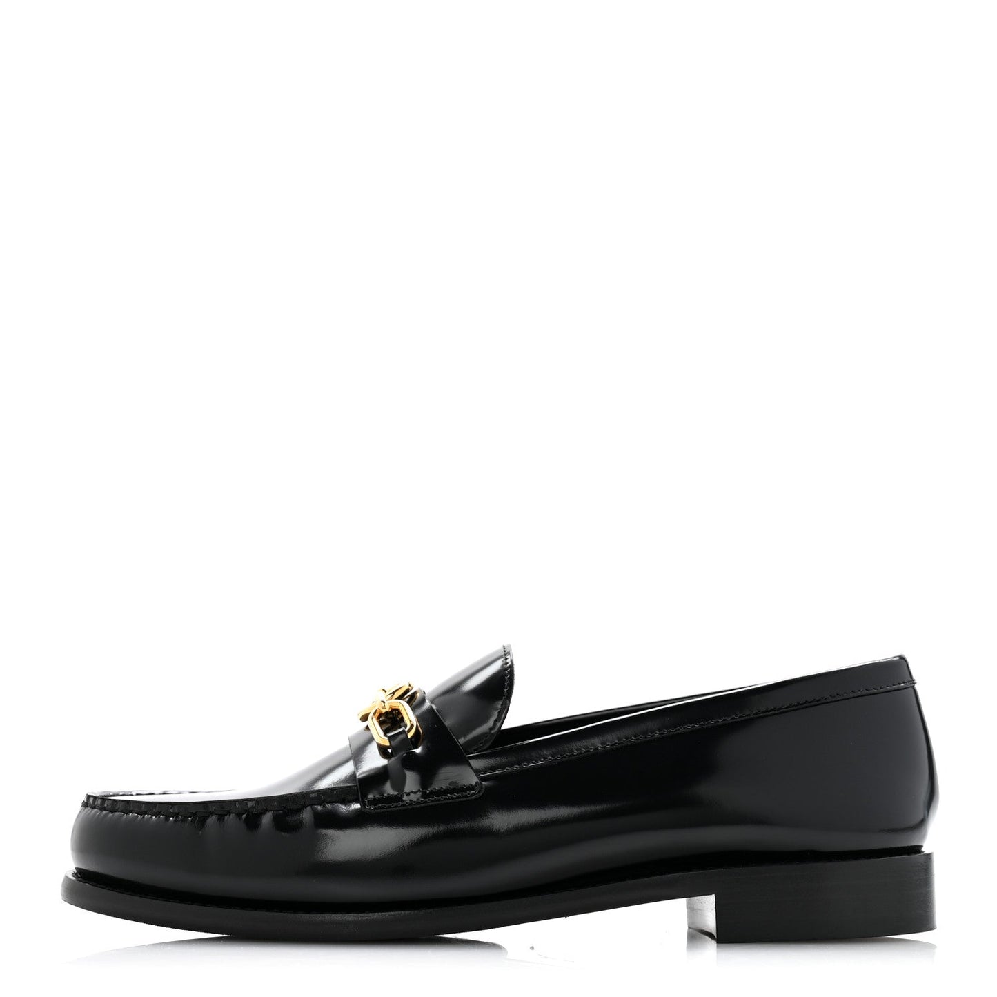 Glazed Calfskin Chess Flat Loafer 41 Black