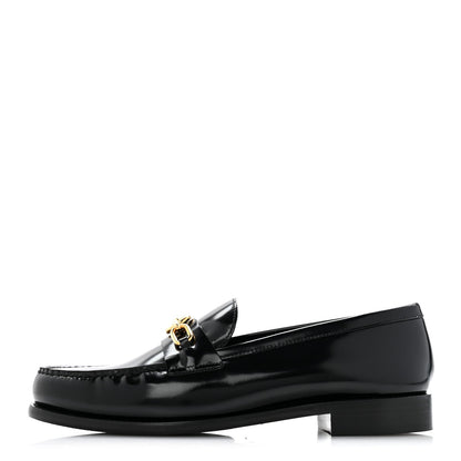 Glazed Calfskin Chess Flat Loafer 41 Black