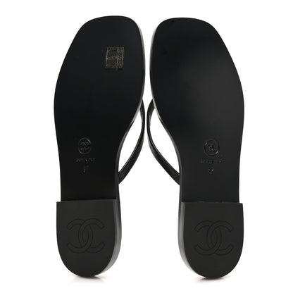 Goatskin CC Times Square Thong Sandals 37 Black