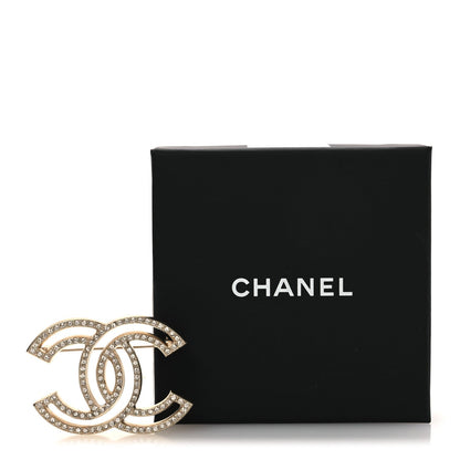 Metal Crystal CC Brooch Gold
