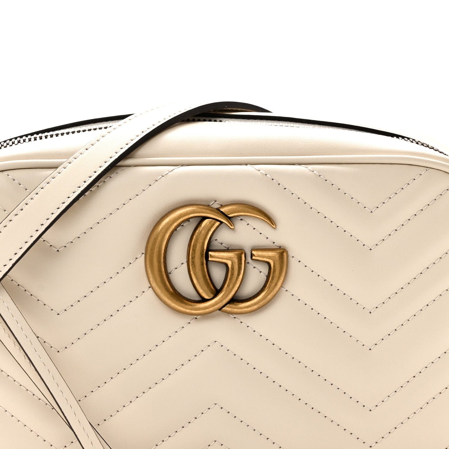 Calfskin Matelasse Small GG Marmont Chain Shoulder Bag White