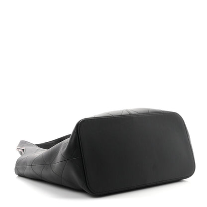 Calfskin Quilted Medium Shopping Bag Black
