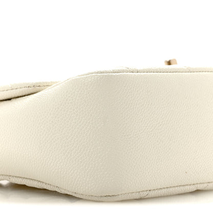 Shiny Caviar Quilted Large Chain Melody Flap White