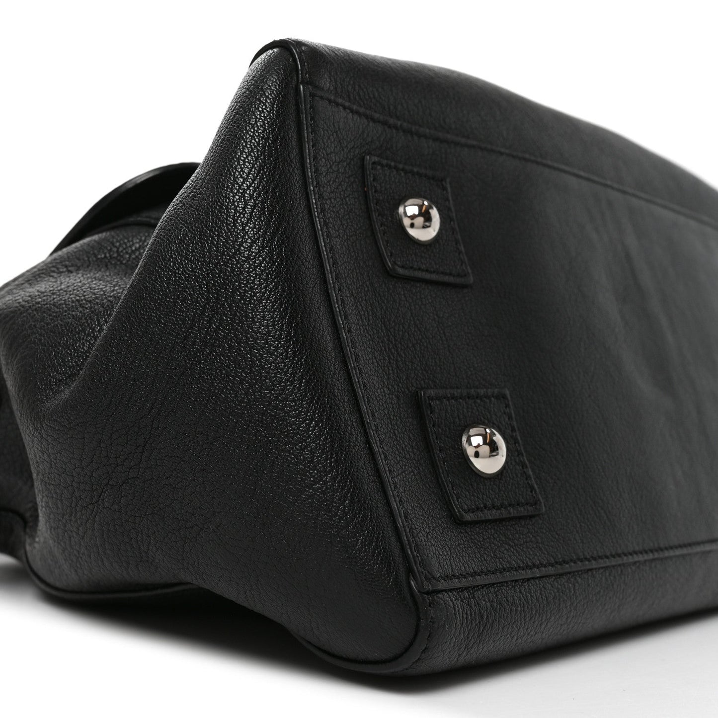 Glossy Goatskin Medium Del Rey Satchel Black