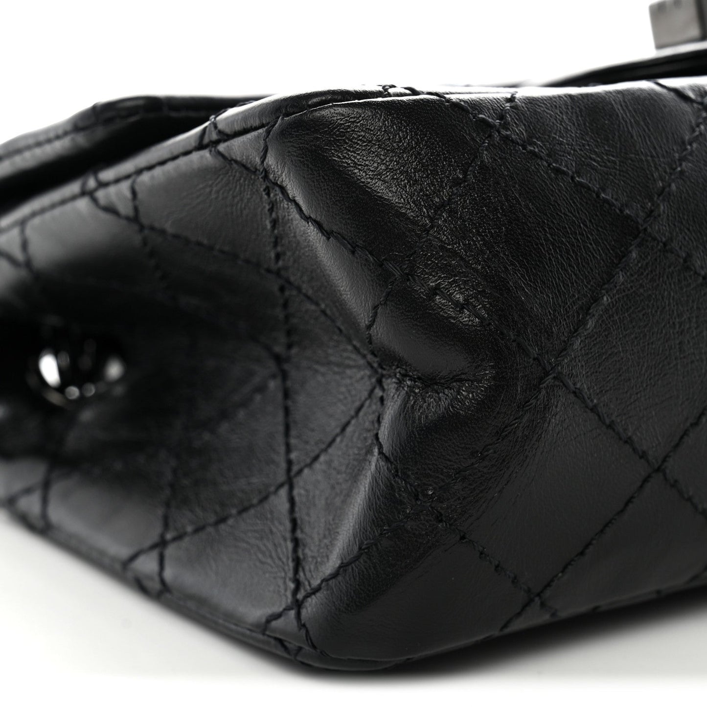 Aged Calfskin Quilted 2.55 Reissue Mini Flap So Black