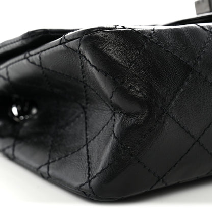 Aged Calfskin Quilted 2.55 Reissue Mini Flap So Black