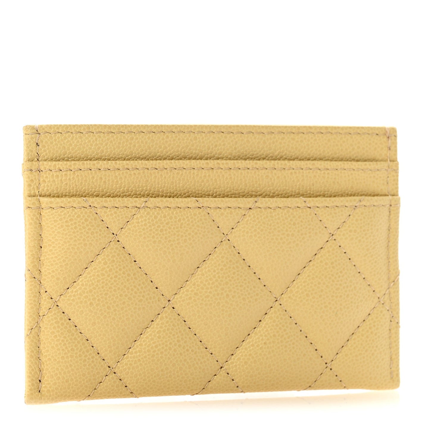 Caviar Quilted Studded CC Card Holder Yellow