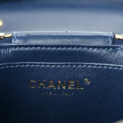 Lambskin Quilted Trendy Vanity Case Blue