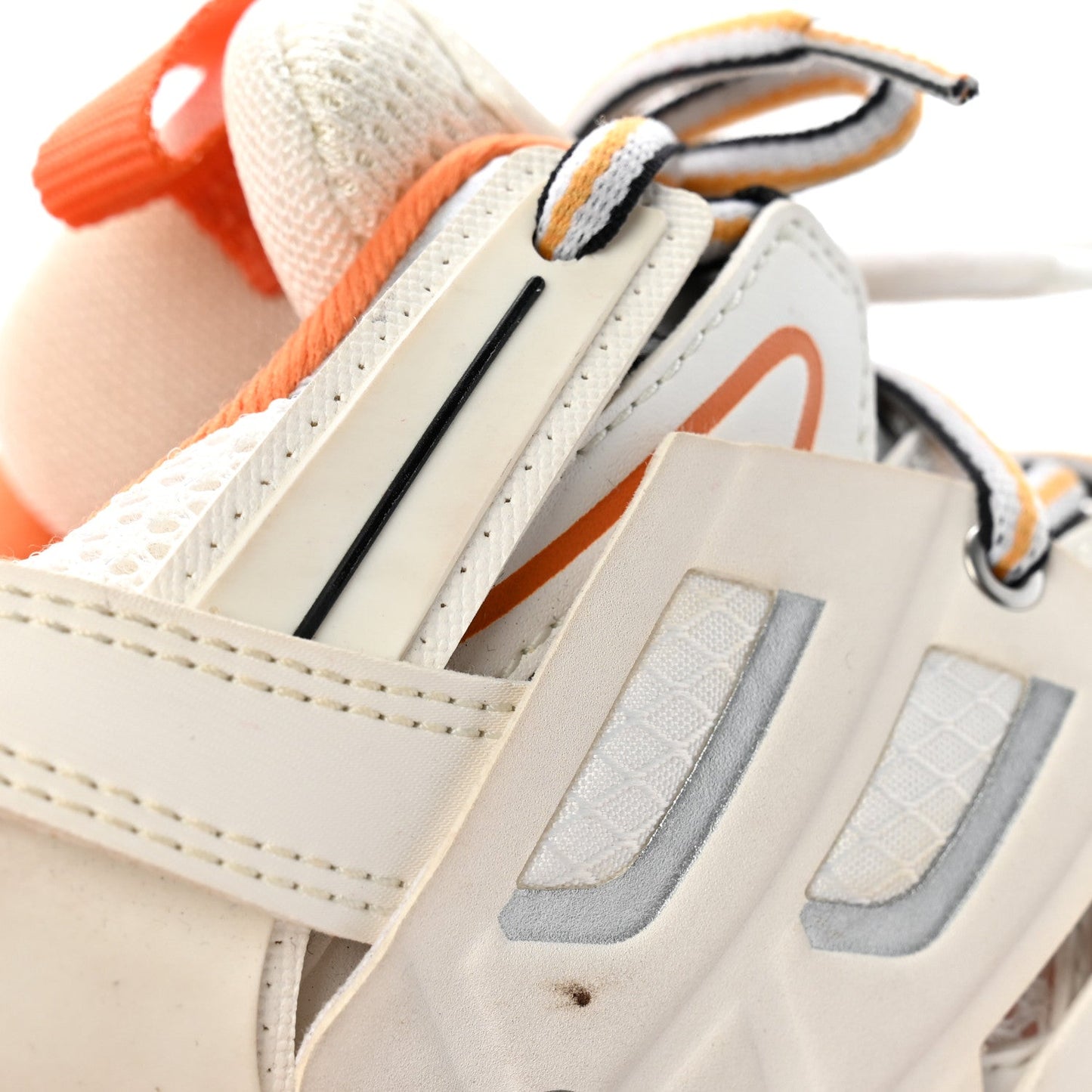 Rubber Mesh Fabric Monocolor Recycled Sole Womens Track Sneakers 35 White Orange