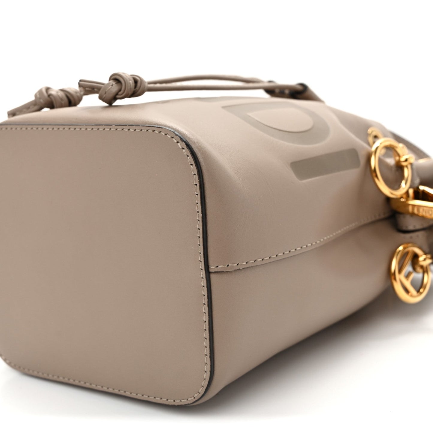 Vitello King F is Fendi Logo Embossed Mini Mon Tresor Bucket Bag Tortora
