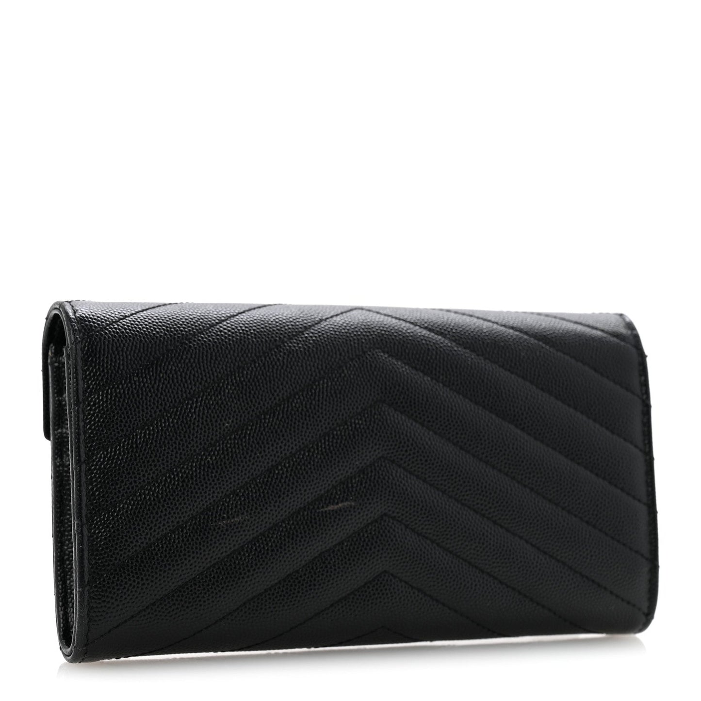 Grain De Poudre Matelasse Chevron Monogram Flap Wallet Black