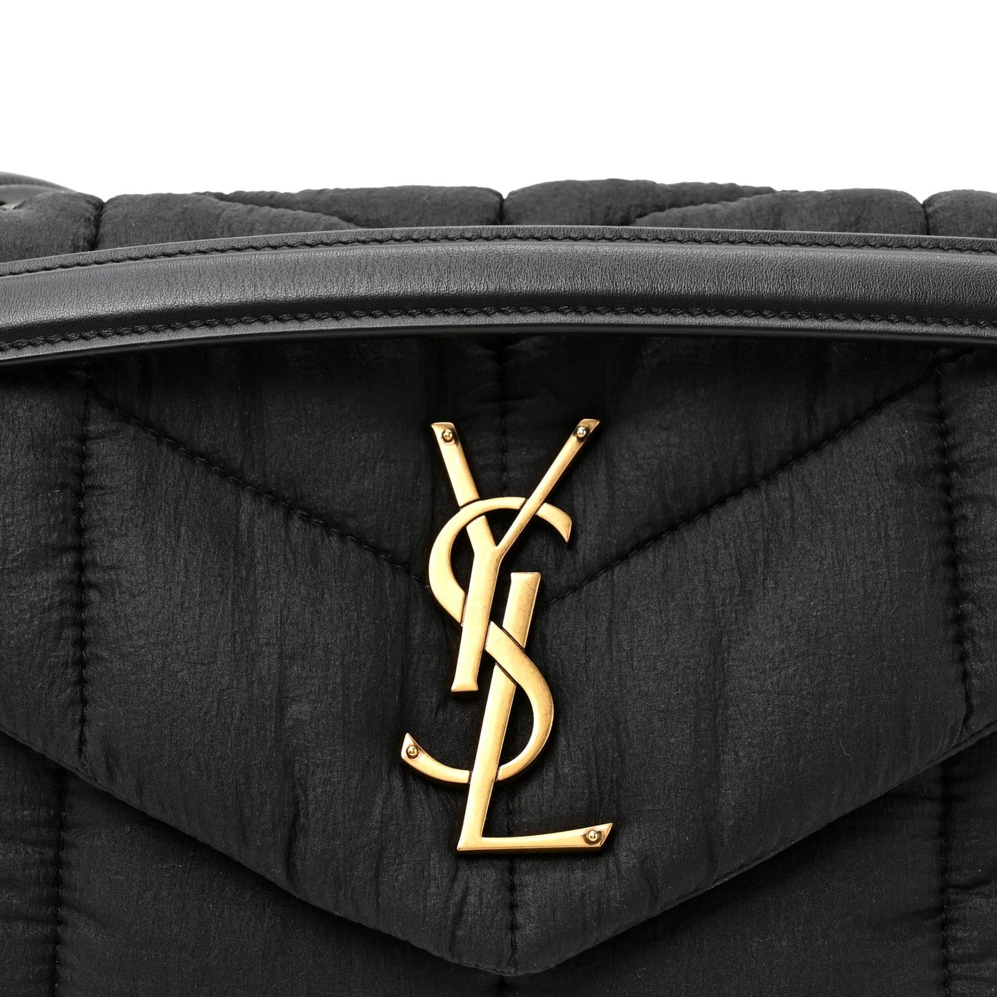 Nylon Quilted Small Loulou Puffer Monogram Chain Satchel Black