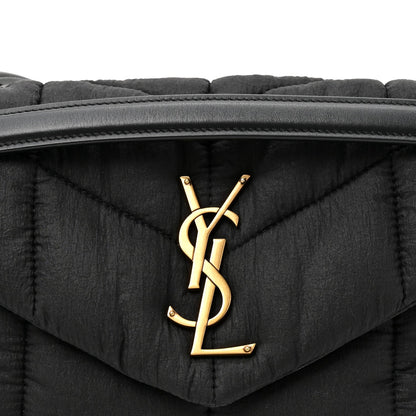 Nylon Quilted Small Loulou Puffer Monogram Chain Satchel Black