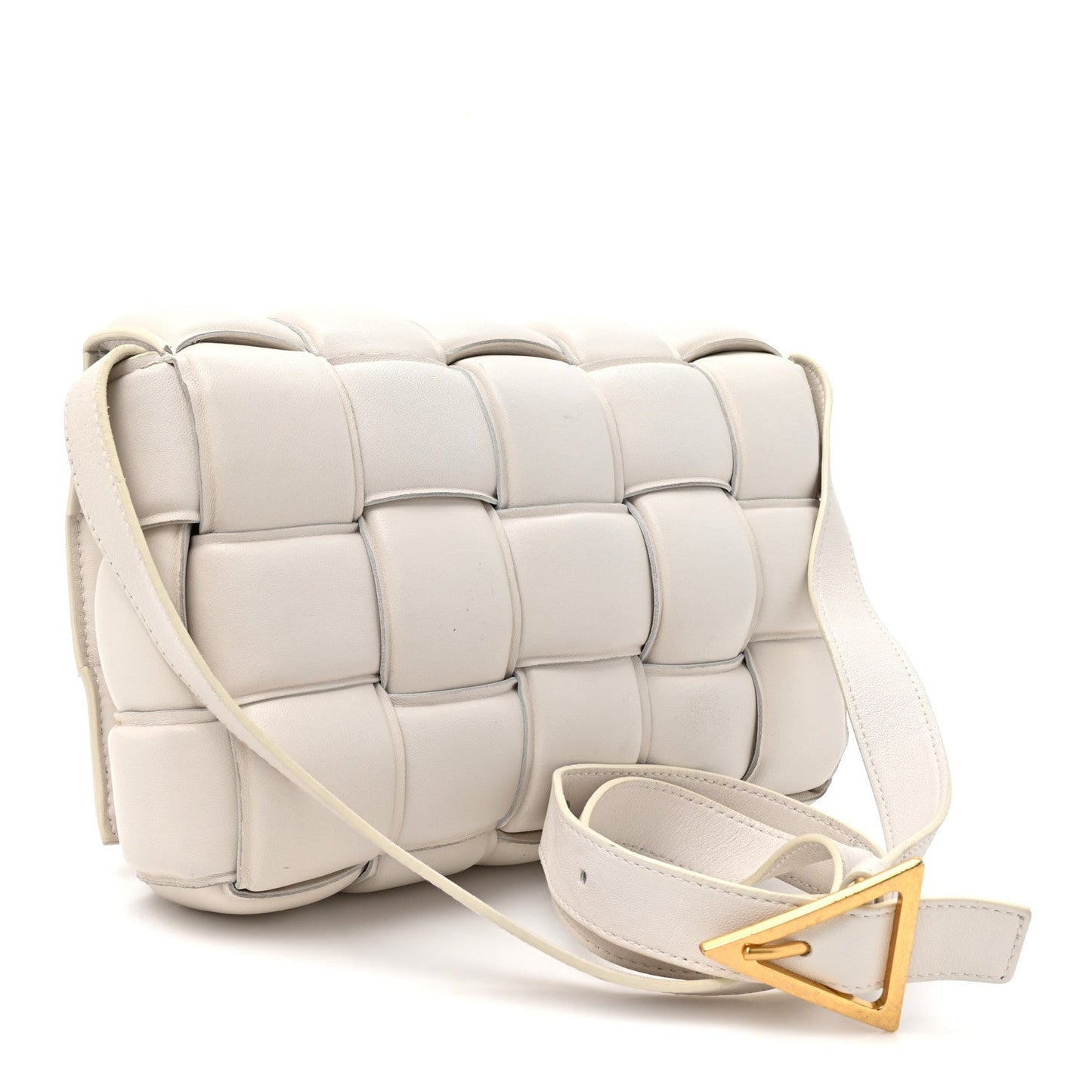 Nappa Maxi Intreccio Padded Cassette Crossbody Bag Chalk