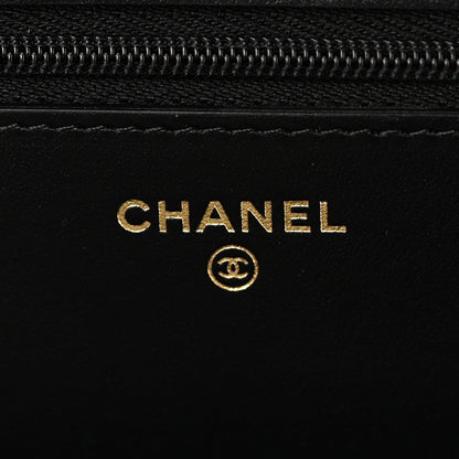 Caviar Quilted Bow Wallet On Chain WOC Black