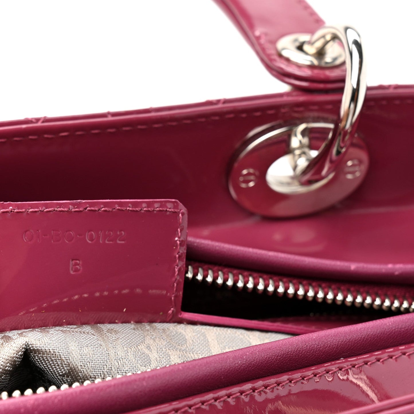 Patent Cannage Medium Lady Dior Dark Pink