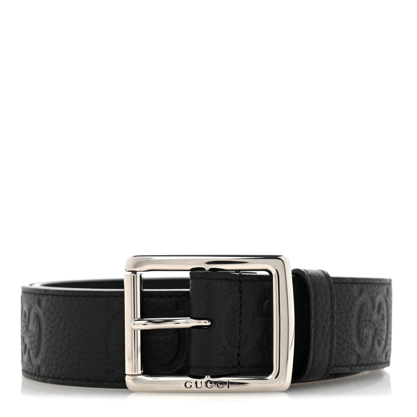 Piuma Calfskin Jumbo GG Embossed 35mm Belt 80 32 Black