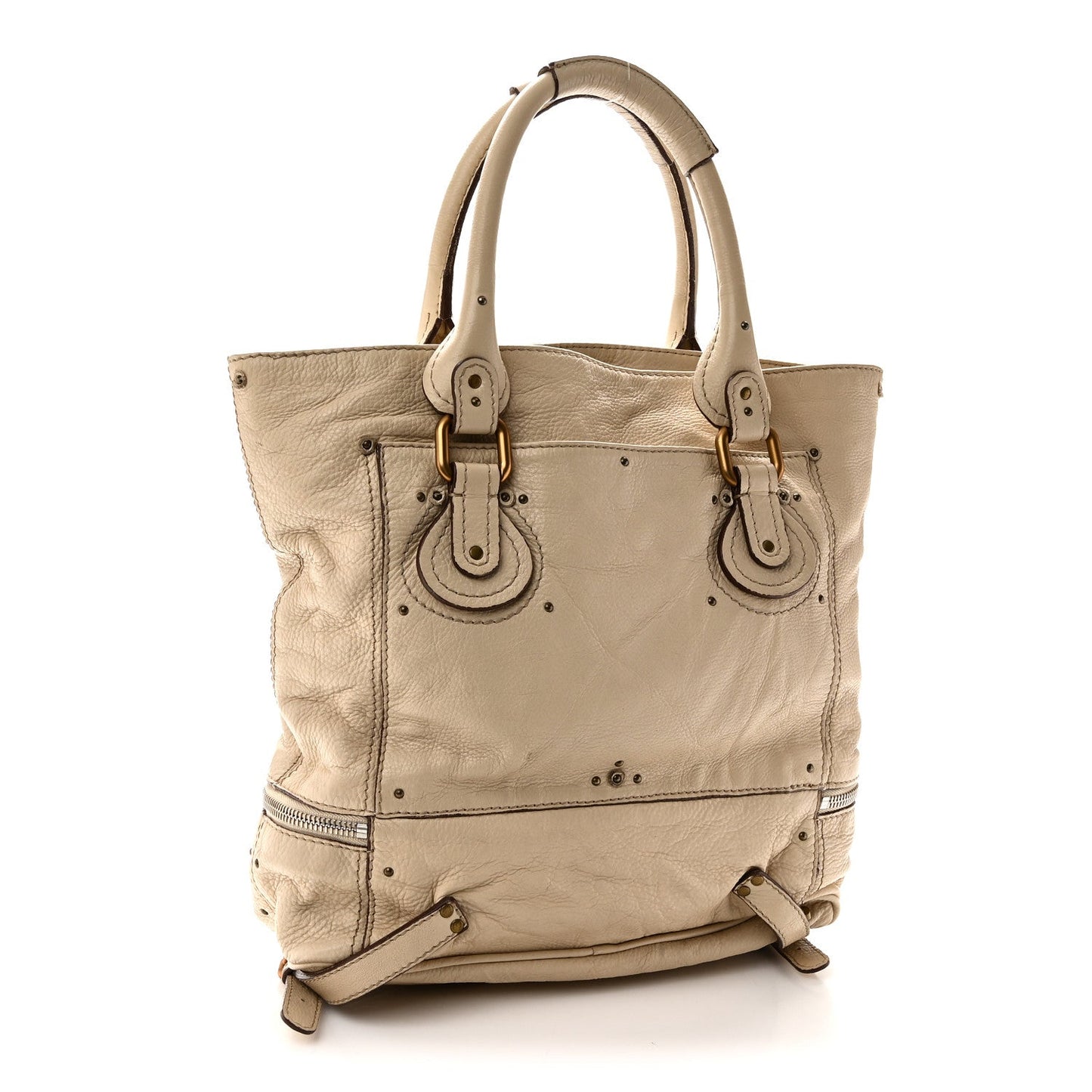 Grained Calfskin Paddington Shopping Tote Beige