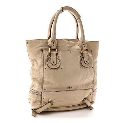 Grained Calfskin Paddington Shopping Tote Beige