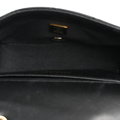 Lambskin Quilted Small Whipstitch Flap Bag Black