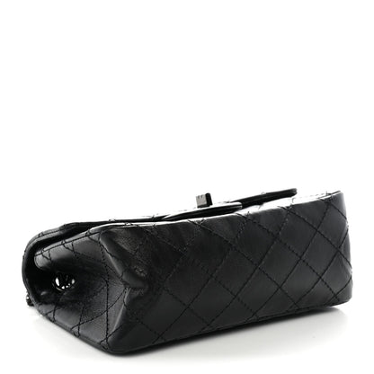 Aged Calfskin Quilted 2.55 Reissue Mini Flap So Black