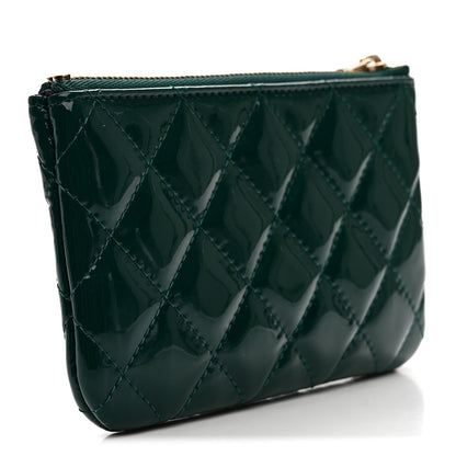 Patent Quilted Small Cosmetic Case Green
