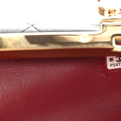 Lambskin Stitched Clutch With Chain Black