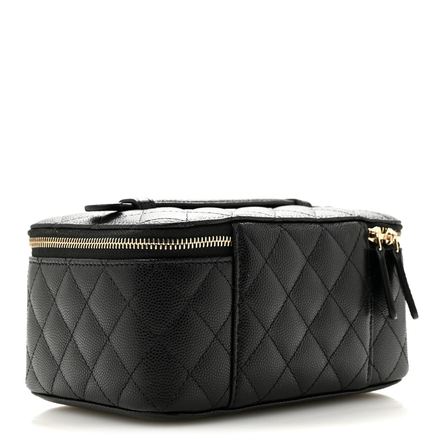 Caviar Quilted Top Handle Jewelry Case Black
