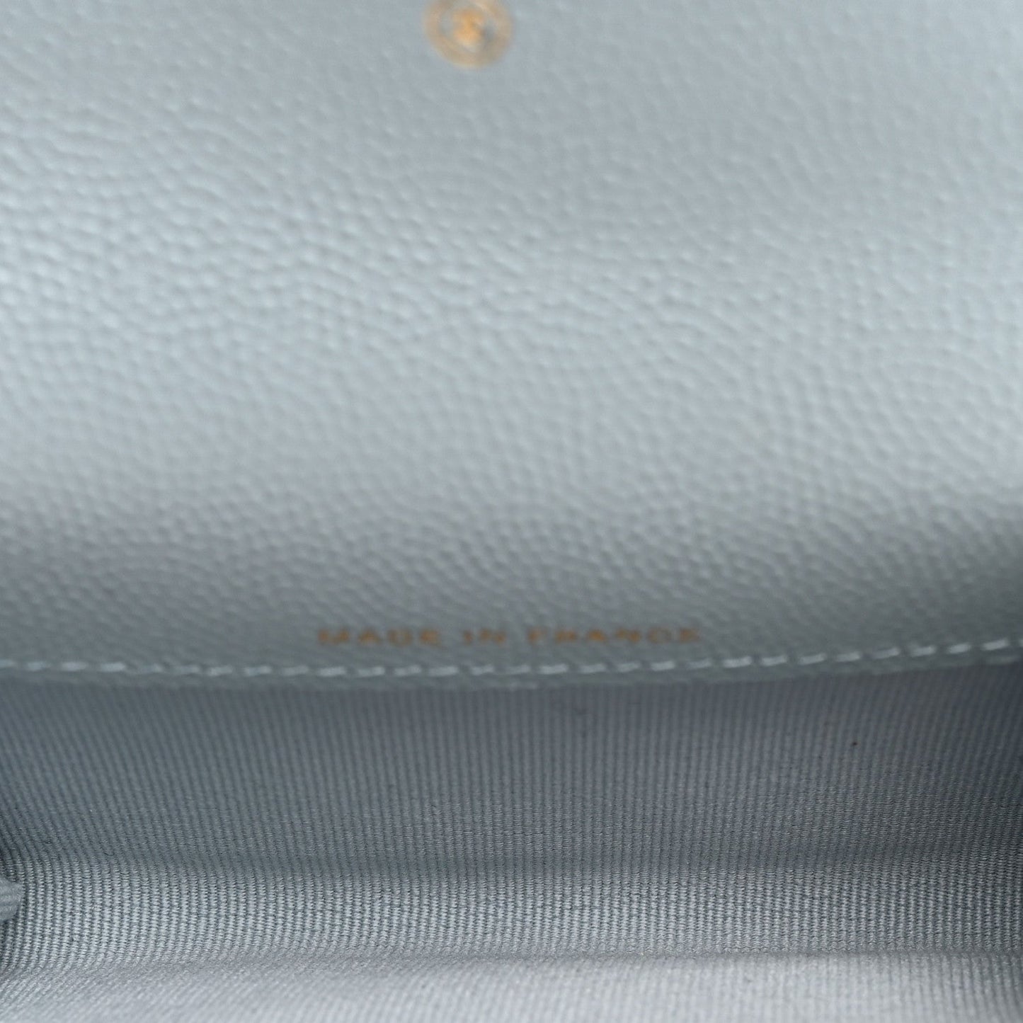 Caviar Quilted Flap Card Holder Wallet Light Blue