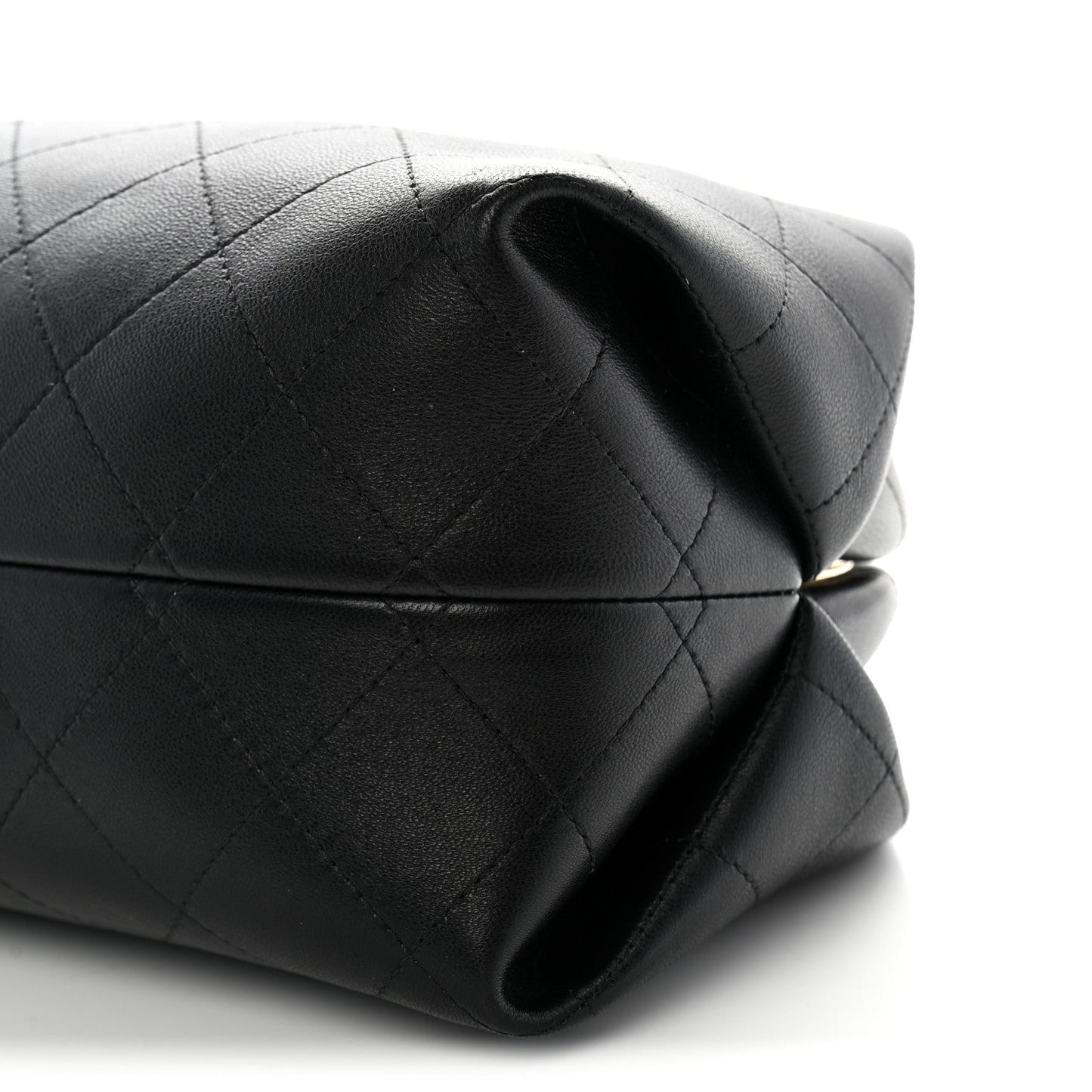 Lambskin Stitched Clutch With Chain Black