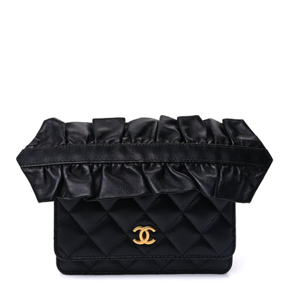 Lambskin Quilted Mini Romance Wallet On Chain WOC Black