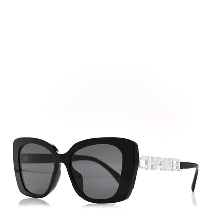 Acetate Strass Square Sunglasses 5422-B-A Black White