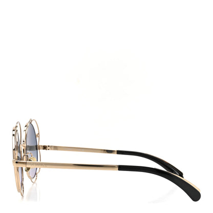 Metal Round Camellia Sunglasses 71573 Gold