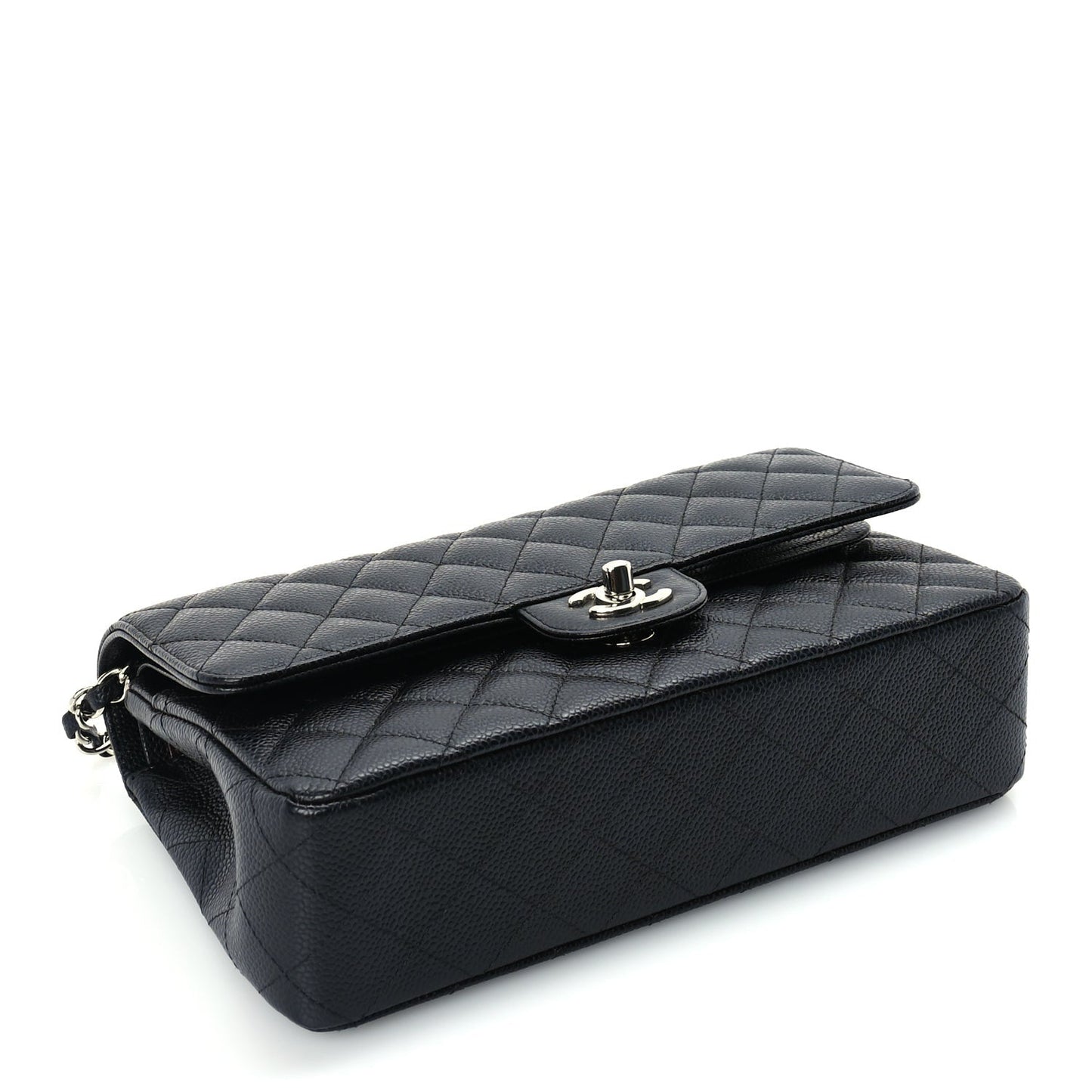 Caviar Quilted Medium Double Flap Black