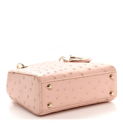 Ostrich Mini Lady Dior Light Pink