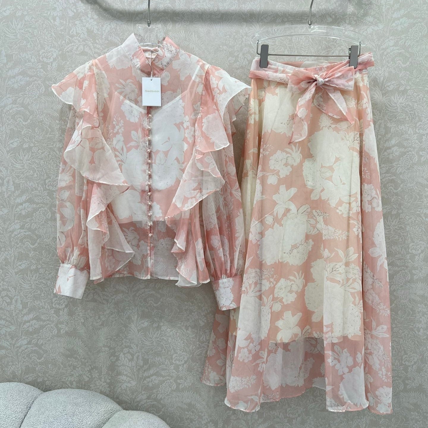 ZIMMER FLORAL PRINTED PINK CHIFFON SET 269185