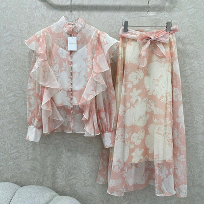ZIMMER FLORAL PRINTED PINK CHIFFON SET 269185