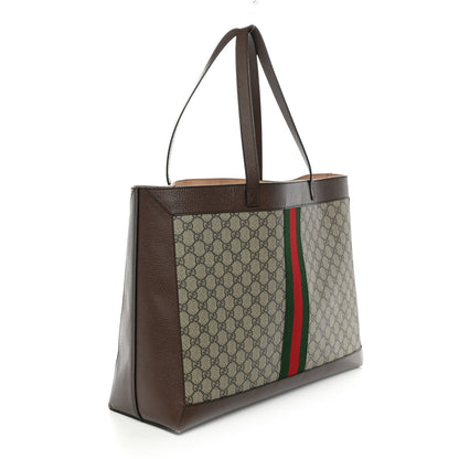 GG Supreme Monogram Web Ophidia Tote Brown