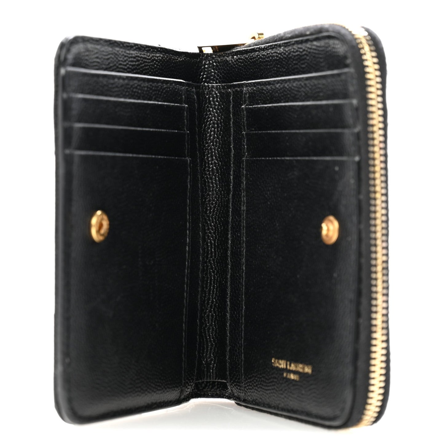 Grain De Poudre Matelasse Chevron Monogram Compact Zip Around Wallet Black