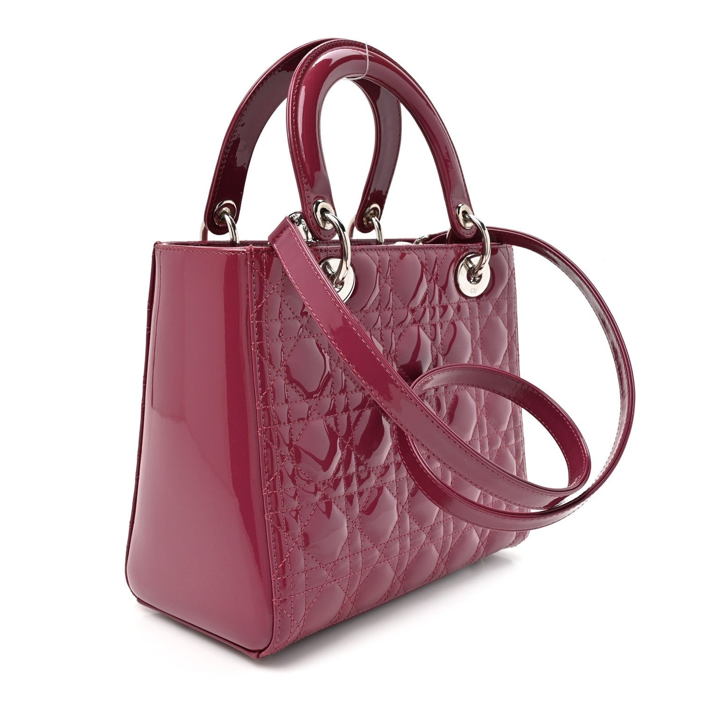 Patent Cannage Medium Lady Dior Dark Pink